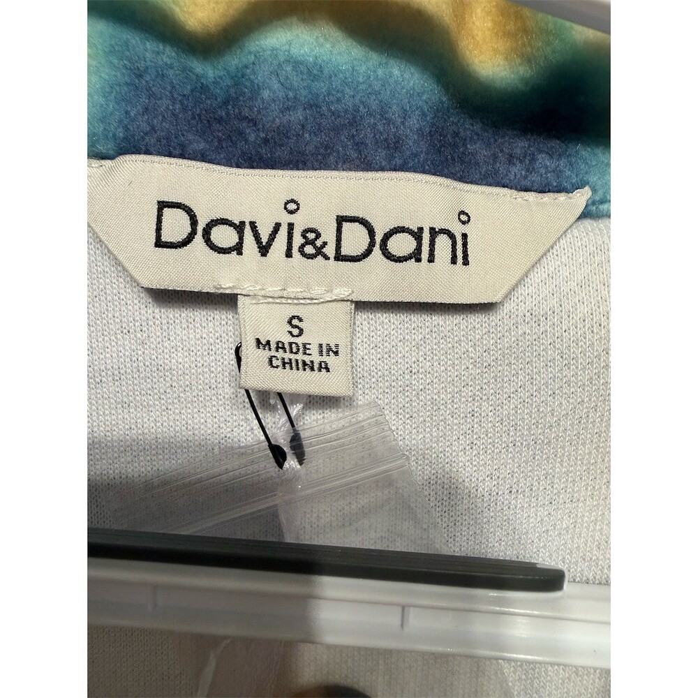 Davi & Dani Shacket Jacket Womens Size S Blue Yellow Plaid Button Front - Picture 4 of 5